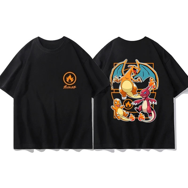 Pokémon Joint Peripheral Products Short Sleeve T-Shirt Gengar Psyduck Mewtwo Printed Men's Boys and Girls Summer New Fashion Top