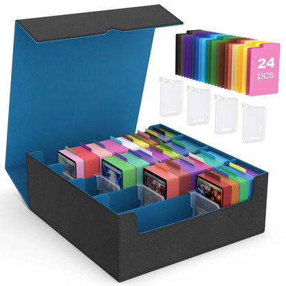 MoKo Trading Card Storage Box 3800+ MTG Deck Box with 24 Colorful Dividers & 5 Card Supporters 5 Row Commander Card Deck Box