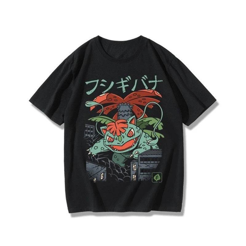 Pokémon Peripheral Products T-Shirt Squirtle Frog Seed Gengar Fire-breathing Dragon Kabi Beast Anime Peripheral Short Sleeve