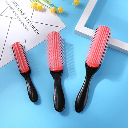 9-Rows Detangling Hair Brush Detangler Hairbrush Scalp Massager Straight Curly Wet Removable Brush Special for Real Hair Wigs