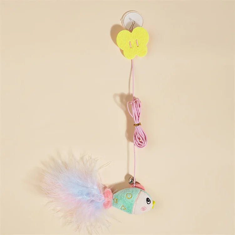 Swinging On The Swing Hanging The Door Cat Teaser Stick Elastic Rope Extendable Cat Toy