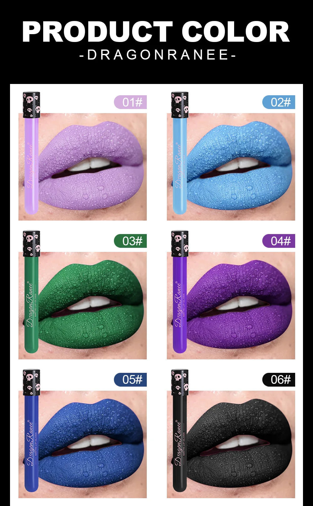 12 Color Halloween Lip Gloss Makeup Black Green Purple Lipstick Christmas Tint Moisturizer Waterproof Matte Lipstick Lip Pigment