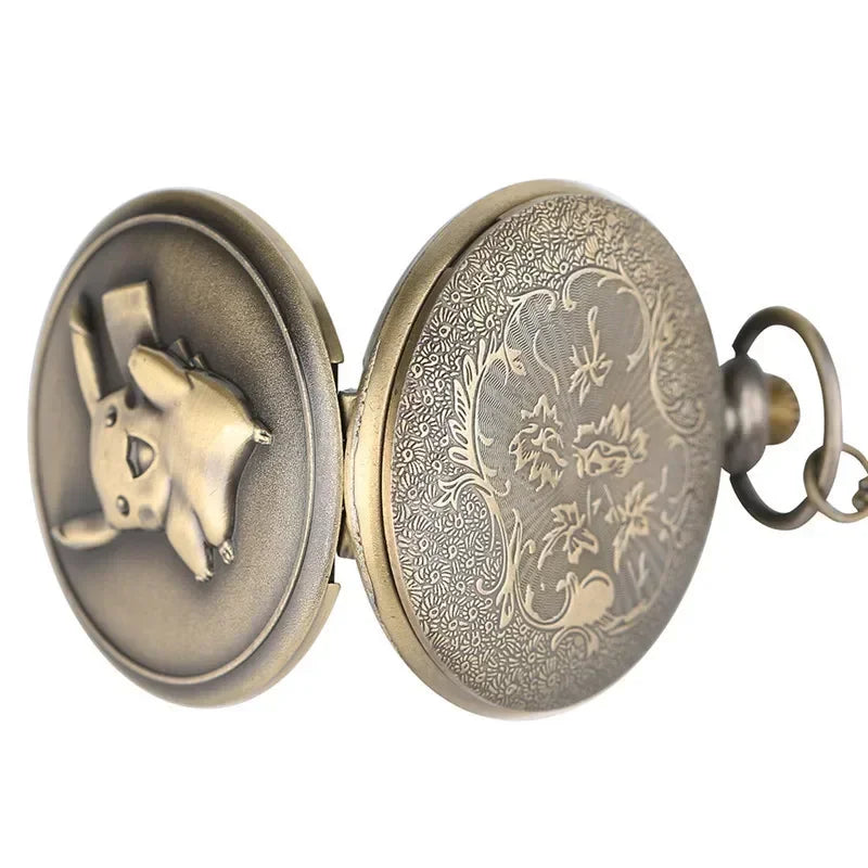 Anime Pikachu Go Pocket Watch for Children Birthday Gift Cartoon Peripherals Quartz Flap Pocket Watch Student Portable Watches
