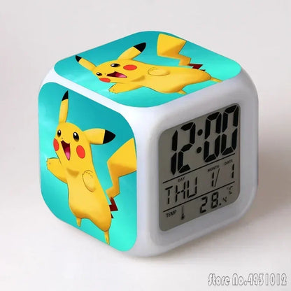 Anime Cartoon Pok é mon Cartoon Alarm Clock Creative Student 8x8x8cm LED Cube with Colorful Light Display Time Week Month