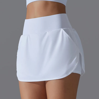Sports Yoga Skirt Women 2 in 1 Badminton Tennis Skirt With Shorts High Waist Breathable Sweat Skirt Athletic Fitness Golf Skorts