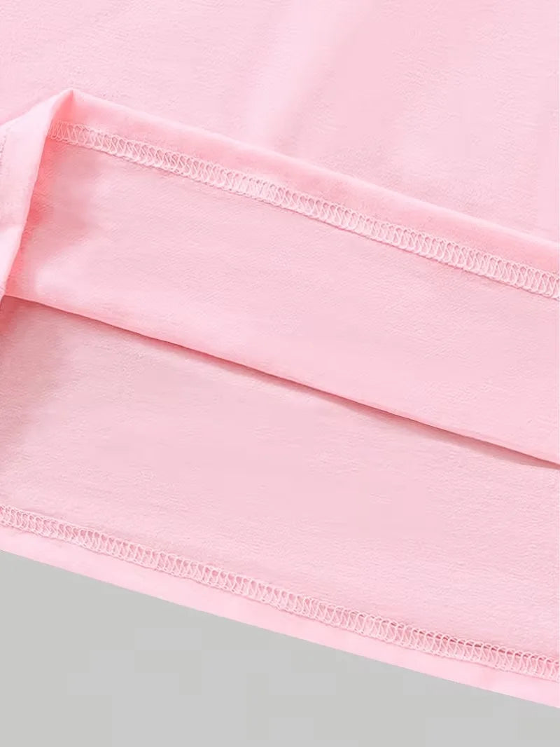Girls' K-Pop "Starry Idol" 2-Piece Set: Pink Graphic Tee & Black Flared Bell-Bottom Pants