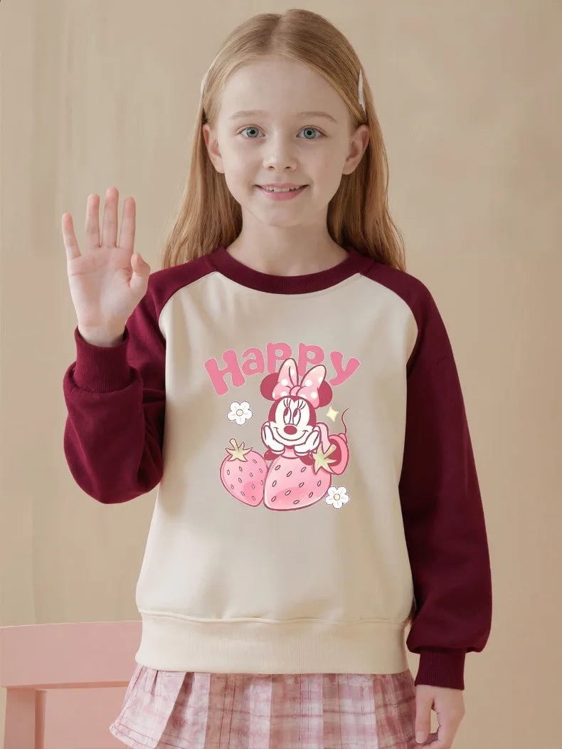 Baby Girls Casual Sweatshirts Spring Autumn New Style Children Fashion O Neck Spliced Long Sleeved Hoodies Kids Pullover Tops