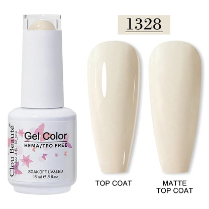 Clou Beaute 15ml Red Color Gel Polish Vernis Semi Permanent UV Varnish Gel Nail Polish Hema TPO Free Nails Art Manicure TOP BASE