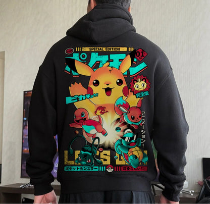 2025 Pikachu Ash 1995 Printed Oversized 4xl Pok É Mon Men's and Women's Autumn and Winter Fleece Y2K Halloween Hooded Sweatshirt