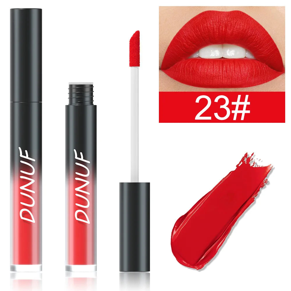DUNUF 32 Color Matte Liquid Lipstick: Bold Pigment Non-Stick Lip Glaze