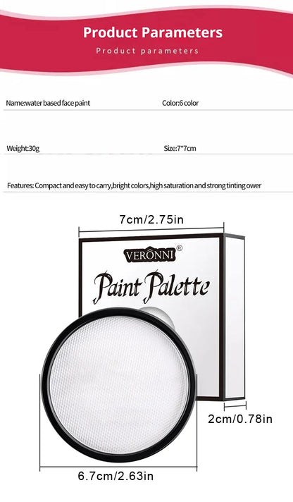 Black White Red 30G Monochromatic Water Solubility Body Makeup Face Paint with Brushes for Halloween Christmas Masquerade Party