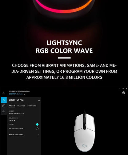 Logitech G102 Lightsync Gaming Mouse with 1ms Response Time for Esports Gamers