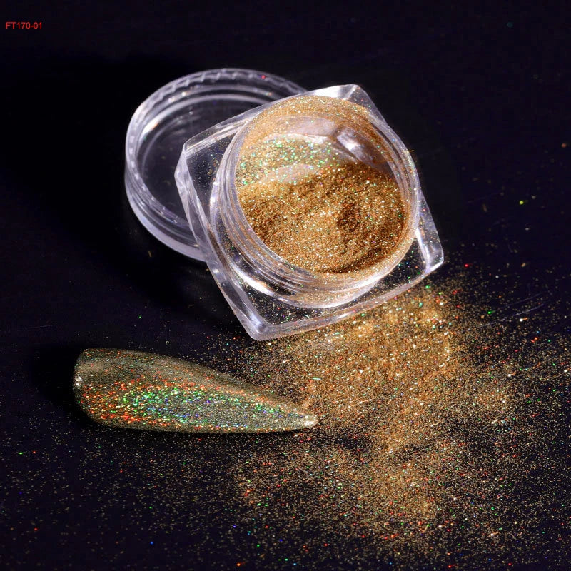 12Jars/set Holographic Glitter Nail Fine Powder 0.05mm Super Shinying Unicorn Rainbow Laser Powder DIY Mirror Manicure Powder