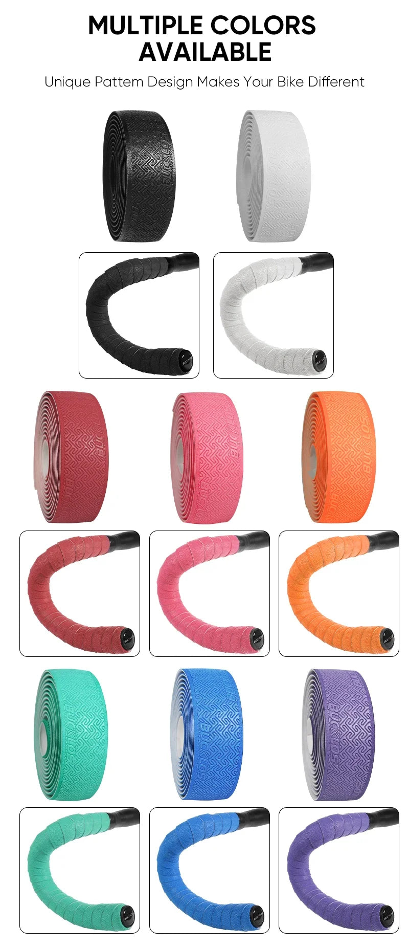 BUCKLOS Bicycle Handlebar Tapes Road Bicycle Handlebar Tape Anti-slip Waterproof Cycling Bar Wrap Road Bike Accessories