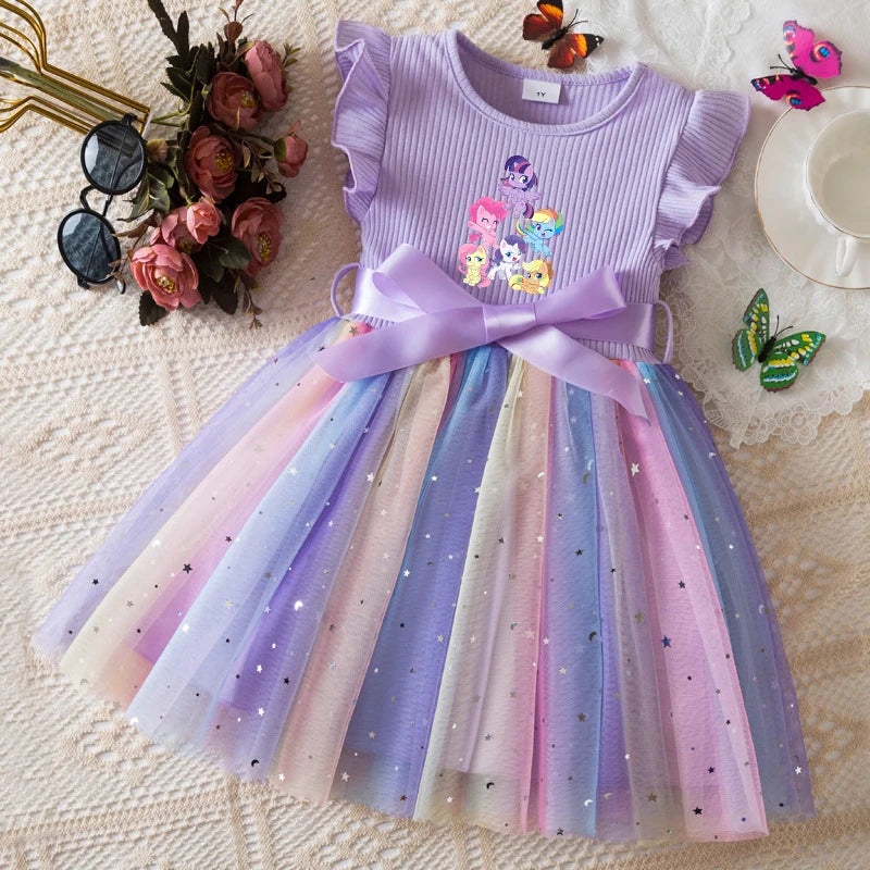 Official My Little Pony "Rainbow Magic" Princess Dress: Lavender Ribbed Bodice & Sequin Tulle Tutu
