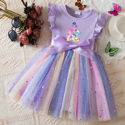 Official My Little Pony "Rainbow Magic" Princess Dress: Lavender Ribbed Bodice & Sequin Tulle Tutu