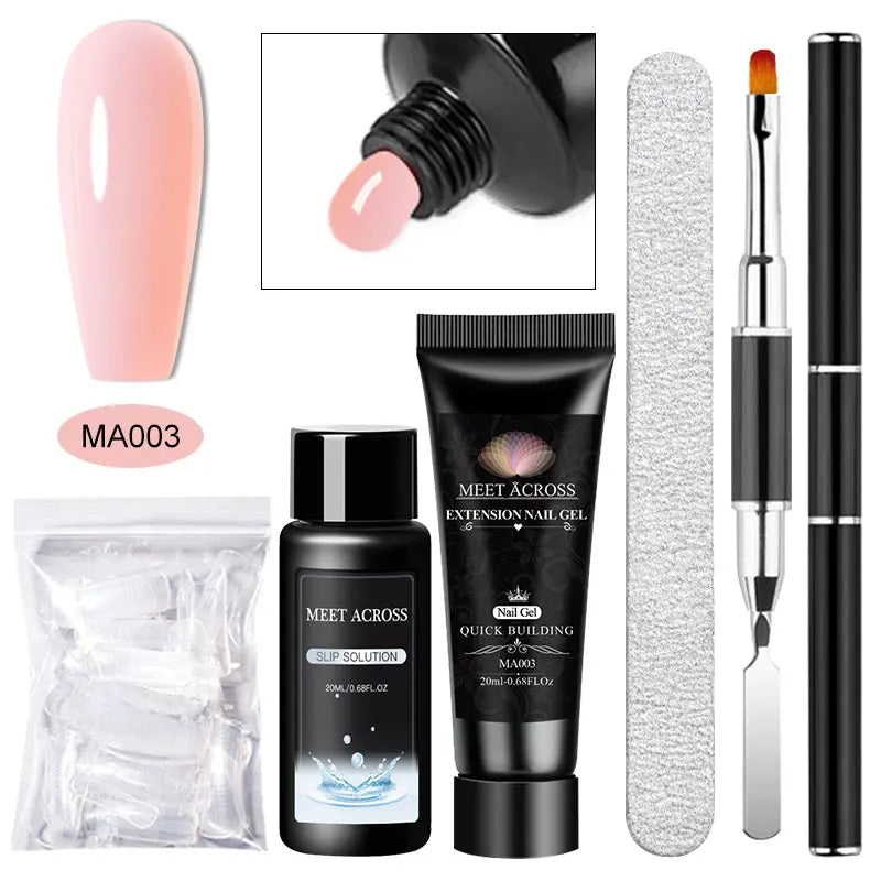 5pc Poly Extension Nail Gel Set Clear White Nude Pink Nail Art Building Varnish for Lenthening Nails Design UV/LED Lamp Needed