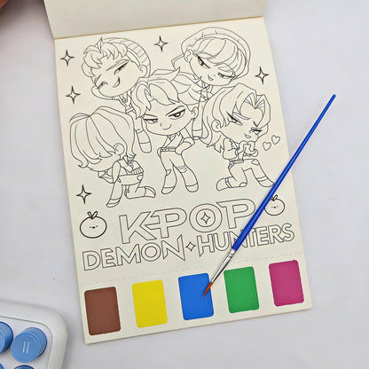 2026 New K-Pop Girls Watercolor Coloring Book Cute Cartoon High-Value DIY Painting Book Set Toy for Kids Girls