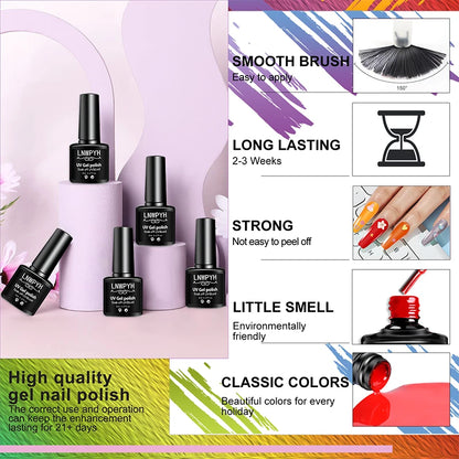 Nail Gel Polish Kit With LED Nail Lamp Semi-Permanent 27 Colors Soak Off Base&Top Coat Varnish Manicure Set For Nails Salon Kit