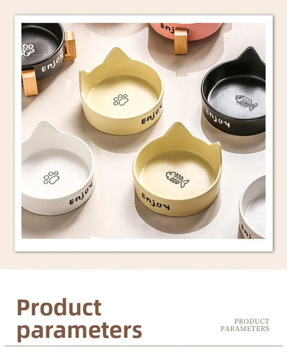 Cat Bowl Black Ceramic Dog Bowl Black Bowl Cat Food Bowl Dog Bowl Dog Drinking WaterCatFood Bowl Pet Water Bowl Anti-overturning