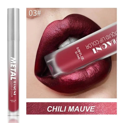 12 Colors Glitter Metallic Liquid Lipstick Pearlescent Waterproof Shiny Lip Gloss Non-stick Cup Long Lasting Shimmer Lips Makeup