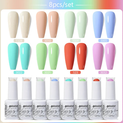 Arte Clavo 8Pcs/Set Gel Nail Polish Set 15ml Colorful Semi Permanent For Manicure Varnish Soak Off UV LED Nail Art Gel Kits