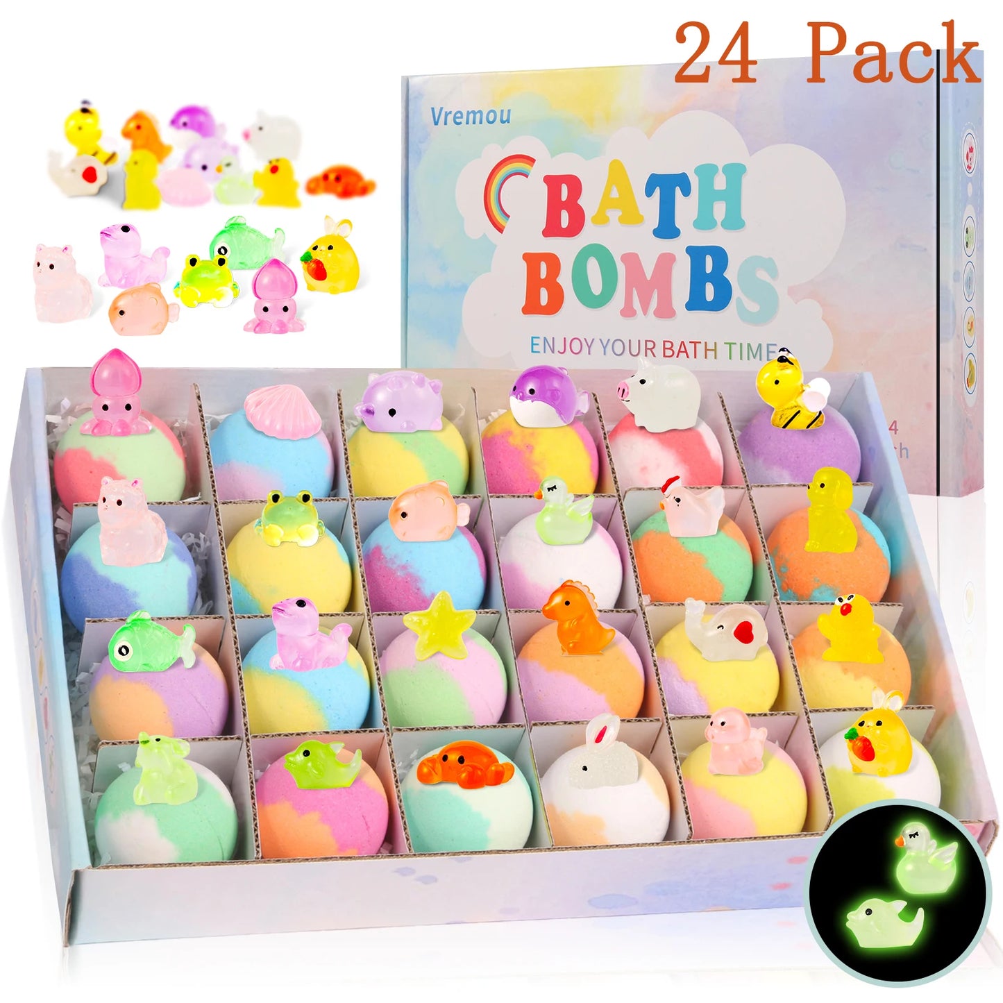 15Pack/24Pack Bath Bombs for Kids with Surprise Inside, Natural Organic Kids Bubble Bath Fizzy for Girls Boys