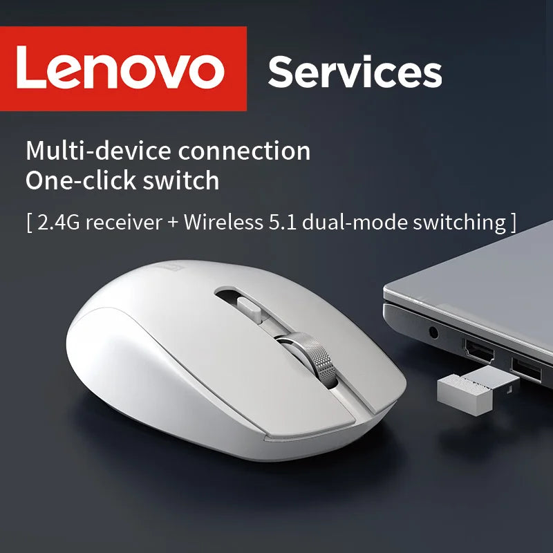 Lenovo Wireless Mouse, Silent Mouse for Business and Office Use, Ergonomic Design, Compatible with Multiple Platforms, 2.4g Connection, 1.5V Dry Battery Powered, Product Does Not Include Batteries