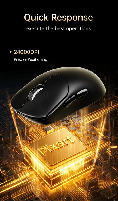 Delux M400 Wireless Gaming Mouse,24000DPI,1KHz Polling Rate,PAW3311,Tri-mode 500mAh Rechargable Mice for All Hands PC Gamer