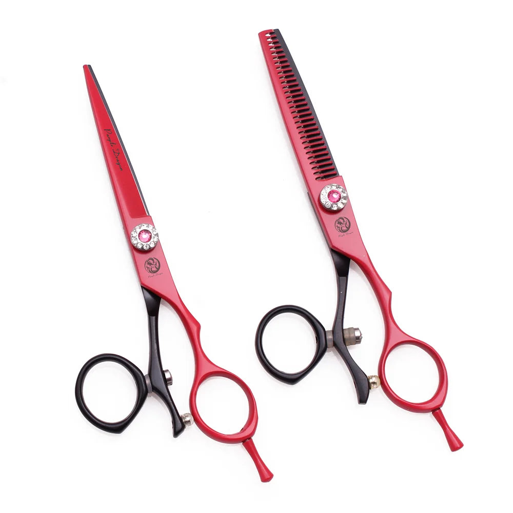 Professional Hairdressing Scissors 5.5" 6" Purple Dragon JP 440C Swivel Thumb Hair Cutting Scissors Barber Thinning Shears Z9019