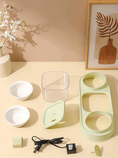Cat Food Bowl Pet Automatic Feeder Water Dispenser Dog Cat Food Container Drinking Dish Anti Slip Double Bowl