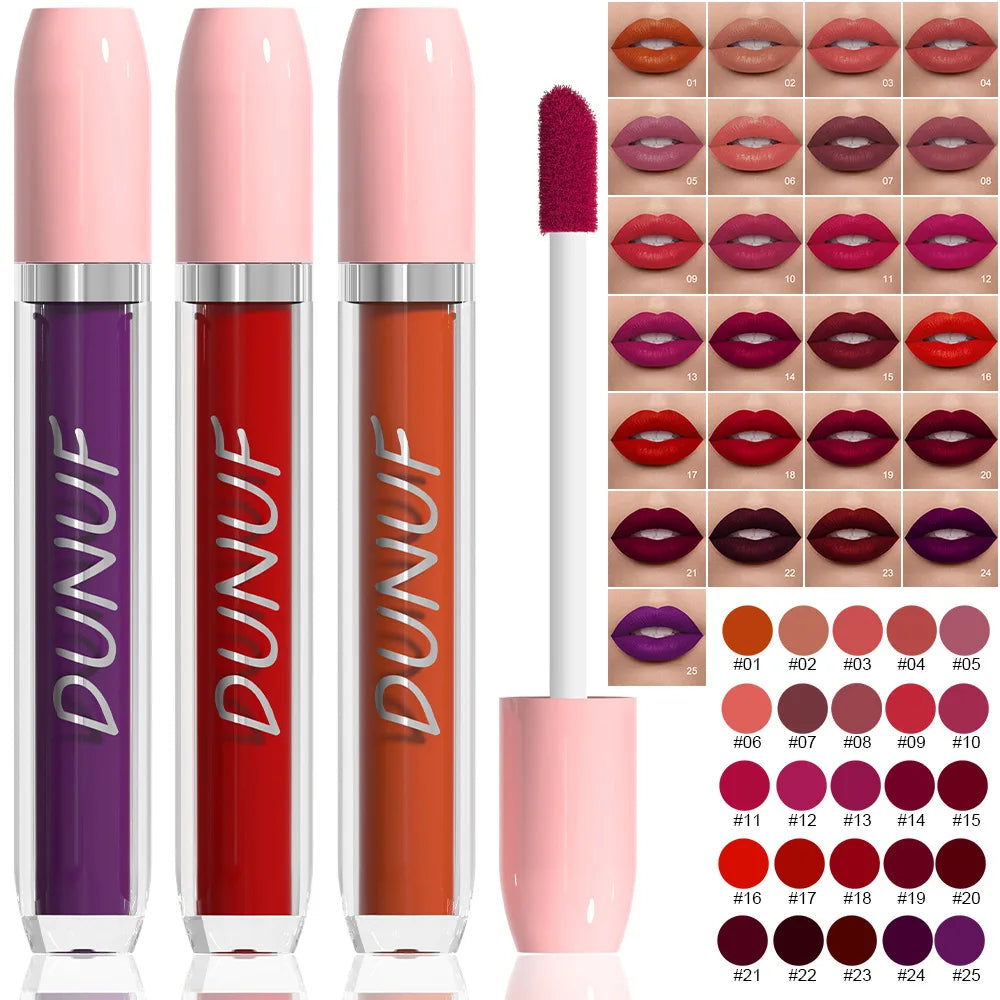 25 Color Velvet Matte Lipstick Liquid Waterproof Sexy Red Matte Lip Glaze Non-Stick Halloween Makeup Not Easy To Fade Lip Gloss