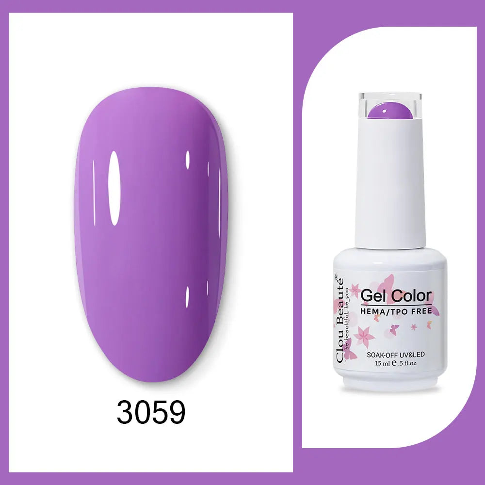 Clou Beaute 15ml Red Black White Green Neon Gel Nail Polish Base Top Coat Velvet Top 400 Colors Semi Permanent Gel Nail Varnish