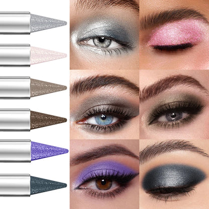 12 Colors Metallic White Black Purple Eyeshadow Pencil Glitter 1pc  Liner Pen Highligter Long Lasting Blue Cream Eye Shadow