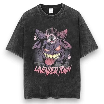 Pokemon Anime Retro Washed T-shirt Cotton Men's and Women's Summer New Item Plus Size T-shirt Y2K Loose Casual Short Sleeved Top