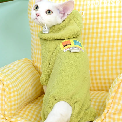 Fleece Hooded Sweater for Sphynx Cats 🐱❄️