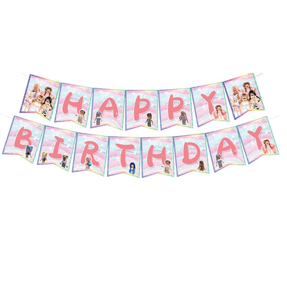 Roblox Birthday Party Decoration Balloons Disposable Tableware for Kids Party Supplies Baby Shower Sticker Bracelet Toy Gifts