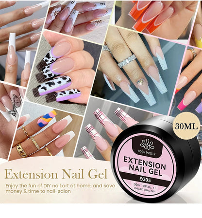 BORN PRETTY 30ml Milky White Hard Gel Jelly Nail Extension Gel Nail Polish Clear Acrylic Nail Color Soak Off UV Construction Gel