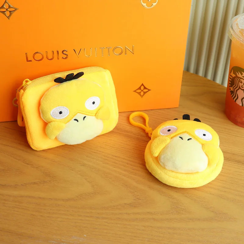 Anime Pokemon Psyduck Coin Purse Cute Cartoon Headphone Bag Portable Kids Waist Pack Trendy Child Birthday Gift