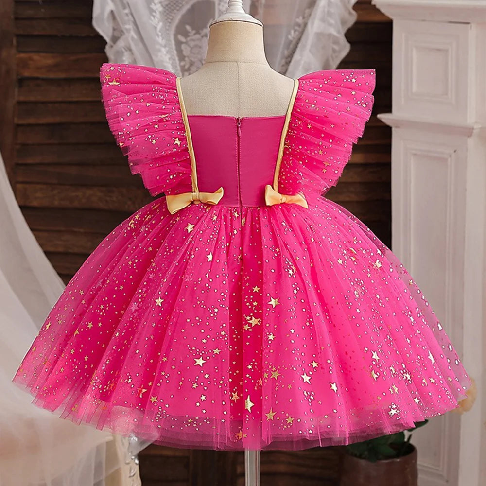 K-Pop Hunters Zoey Rumi Girl Fall Party Dress Birthday Holiday High Waist Tulle Dress Bow Wedding Gown Kids Wear Princess Dress