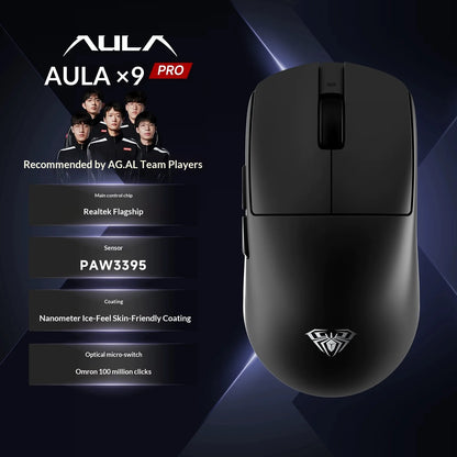 AULA X9 Max Ultra Gaming Mouse Wireless Tri Mode Lightweight Dual 8KHz 500mAh PAW3950 Ergonomic Esports Mouse Gaming Accessories