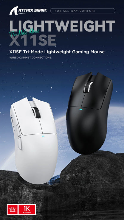 Attack Shark X11 X11SE Wireless Gaming Mouse,1000 Hz,2.4G RGB Optical Mouse,16000 DPI,Ergonomic Computer Mice for PC Laptop Mac
