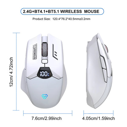 Dual-Mode Wireless Bluetooth Mouse With Smart Screen Display Silent Charging Office Gaming Portable Tablet Universal Mouse