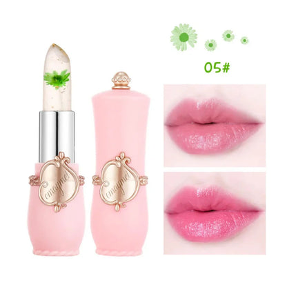 6pcs Make Up Lipstick Set Dry Flower Jelly Crystal Clear Long Lasting Moisturizing Lips Color Change Pink Lip Gloss Cosmetics