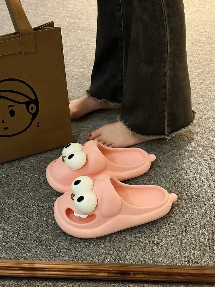 Tongue Kiss Slippers Big Eye Dog Slippers,Cute Funny Big Eye Dog Fun Cartoon Package Head Eva Slippers For Women