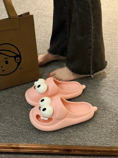 Tongue Kiss Slippers Big Eye Dog Slippers,Cute Funny Big Eye Dog Fun Cartoon Package Head Eva Slippers For Women