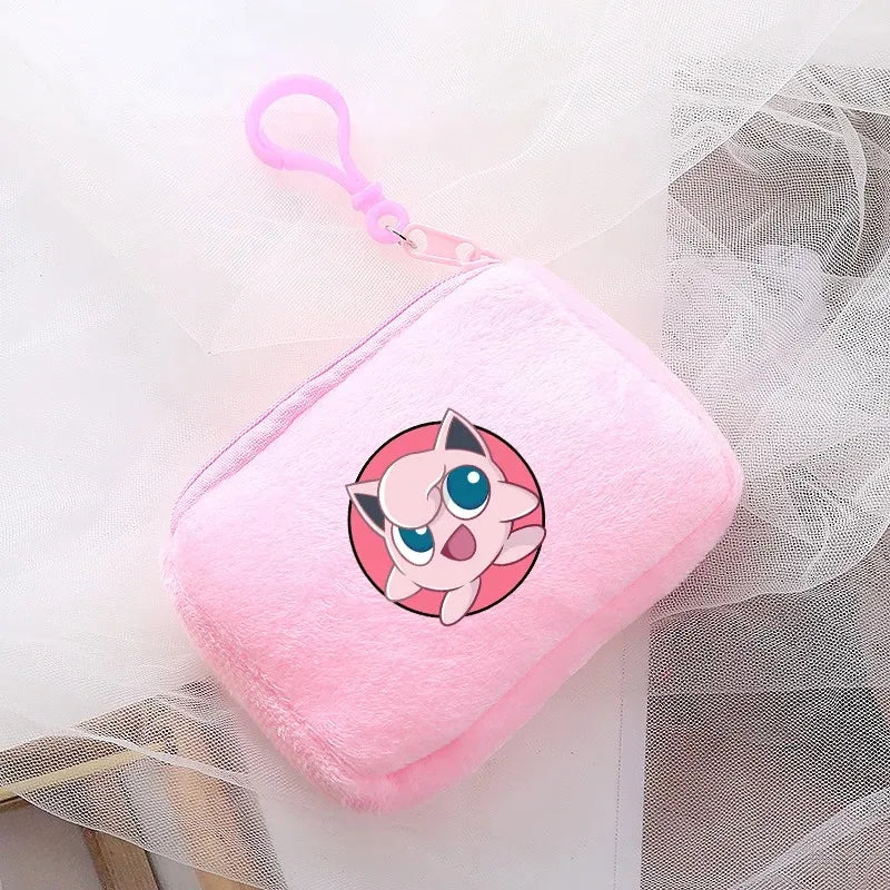 Pokemon Pikachu Mini Plush Coin Purse Cartoon Anime Student Canvas Square Storage Bag Boy Girl Handbag Fashion Kid Birthday Gift
