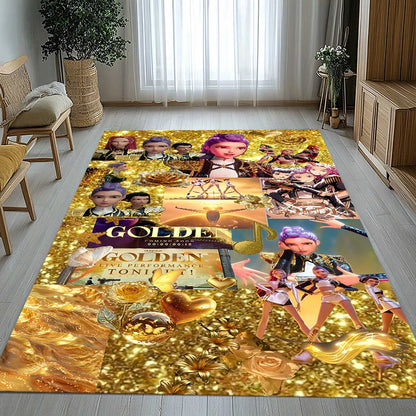 K-Pop Demon Hunters Golden Saja Boys Living Room Non-Slip Area Rug Soft Carpet for Bedroom Playroom Sofa,Home Decor Doormat