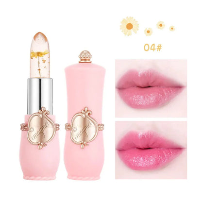6pcs Make Up Lipstick Set Dry Flower Jelly Crystal Clear Long Lasting Moisturizing Lips Color Change Pink Lip Gloss Cosmetics