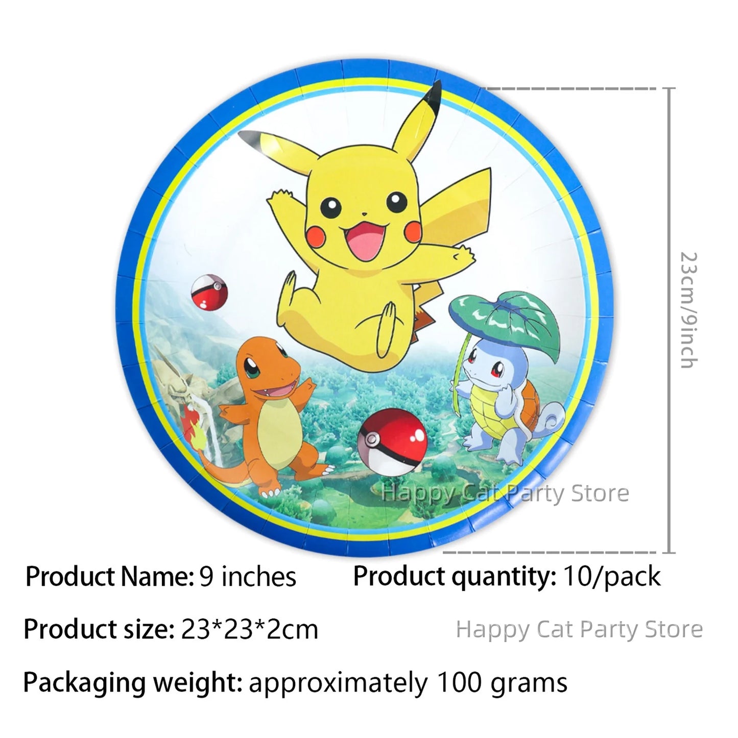 7/9 inch Pokemon Party Plate Birthday Decor Pikachu Poke Ball Disposable Paper Plate Baby Shower Kids Favor Gift Party Supplies